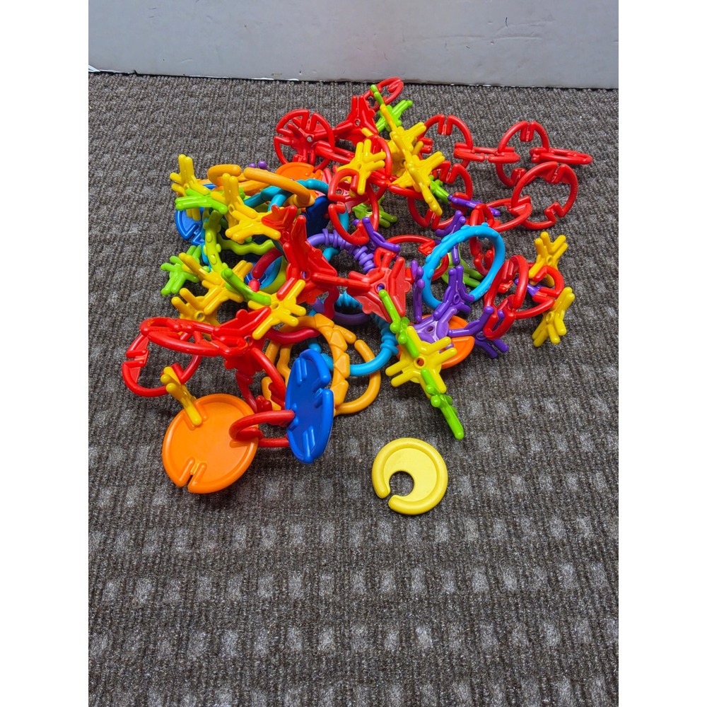 Vintage Denny's Power Rings Building Toy Lot 80+ Pieces 90s Restaurant Toys